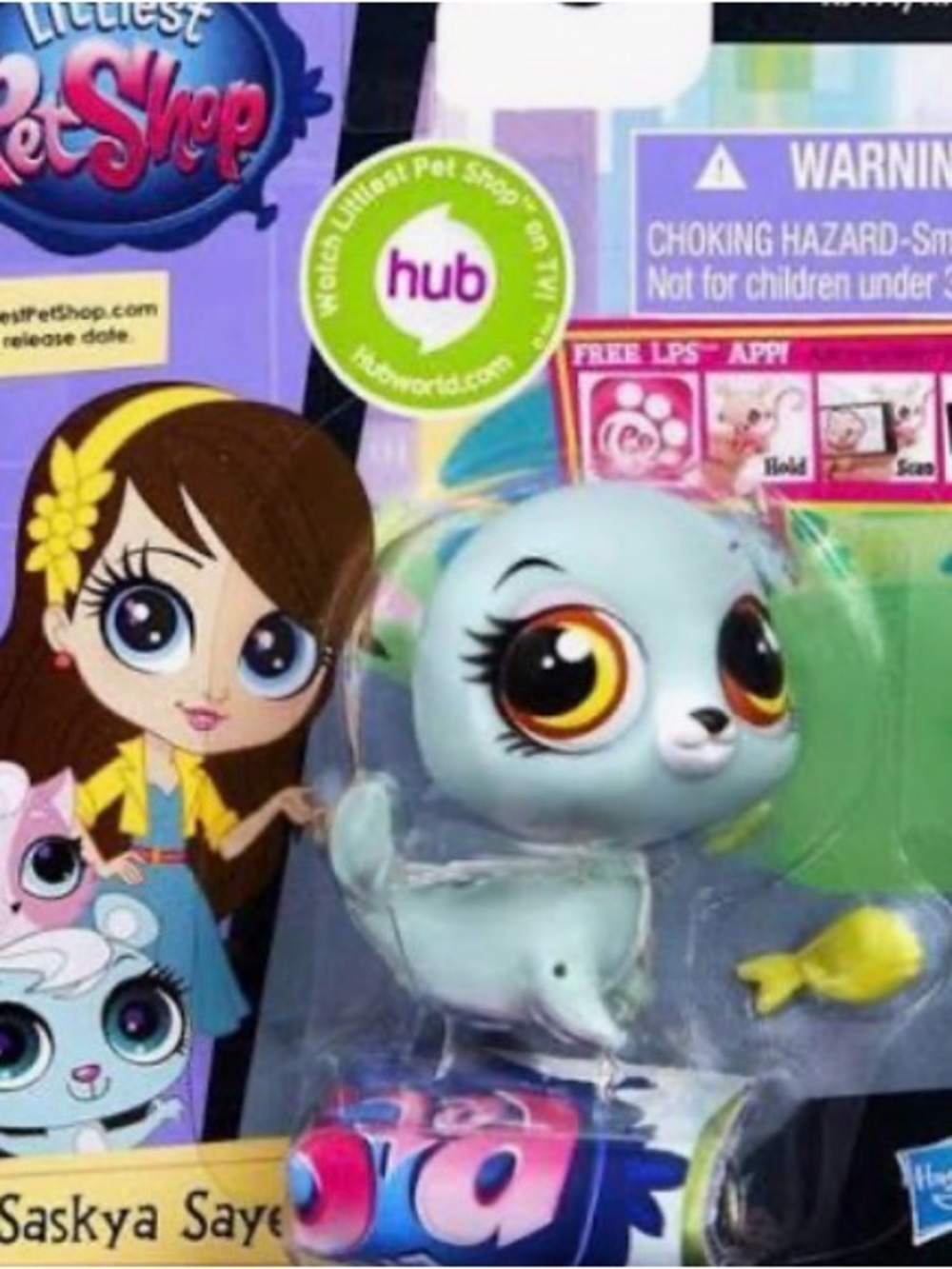 Hasbro Littlest Pet Shop Seal Figure - Light Blue with Yellow Accents